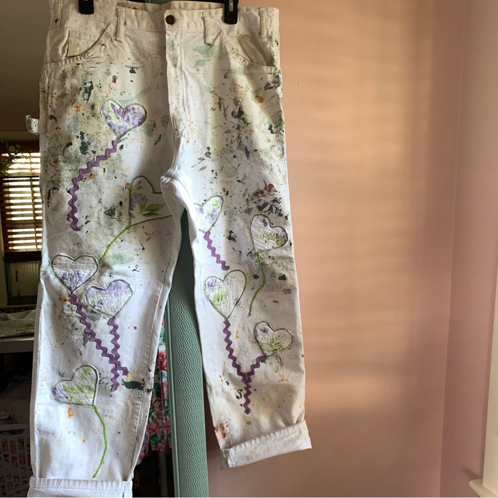 UPCYCLED Heart Love Bohemian Painters Pants